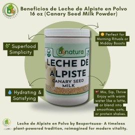 B-Experts Store Leche de Alpiste POLVO (16oz) Canary Seed Milk/ 100% Powder Natural Suplemento A