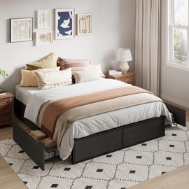 Allewie Platform Bed Frame with 2 Configurable Under-Bed Drawers,Full Size Heavy Duty Metal Base,No Box Spring Needed,Black