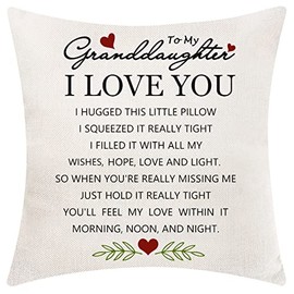 AOCASO Granddaughter Presents Gifts from Grandmother & Grandfather - Cushion Cover & Pillowcase - Granddaughter Birthday Gifts