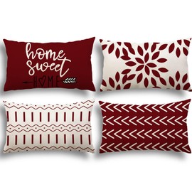 YCOLL Cushion Covers, Set of 4 Linen Cushion Covers, Decorative Cushion Covers for Sofa, Garden Bed, Couch Cushion, 30 x 50 cm (Set of 4)