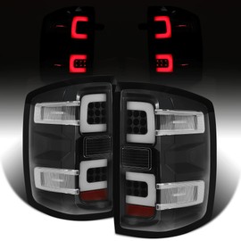 HECASA LED Tail Lights Compatible with 2014-2018 Silverado 1500 2500HD 3500HD Replacement for 23141274 23141275 Left & Right Clear Lens Black Housing