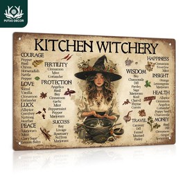 Vintage Kitchen Witchery Metal Tin Sign, Kitchen Witchery Tin Sign, Wall Art Decor for Home Farmhouse, Wall Hanging, House Decor