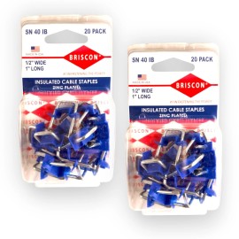 BRISCON Insulated Cable Staples Zinc Plated Wide Carbon Steel 1" Long x 1/2" Wide 2 PACK