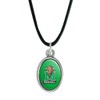 Marshall Primary Logo Antiqued Oval Charm Pendant with Black Satin