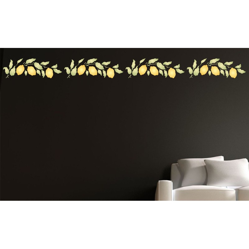 Lemon Branch Stencil 32x16.5cm Reusable Fruit Vegetable Kitchen Wall Stencil