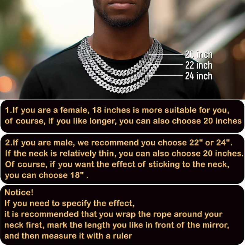 APaztip Men's 20'' Silver Stainless Steel Cuban Link Chain Necklace