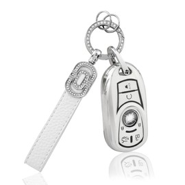 CARFIB - Funda para llavero Buick para llavero con 6 botones compatible con Buick Enclave Encore Envision Lacrosse Regal para llaves de coche para mujer, TPU blanco