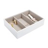 Stackers White Classic Deep 3 section Jewellery Box Grey Velvet