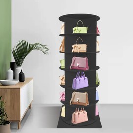 FIPINIXK 6 Tier Rotating Shoe Rack Tower, Rotating Shoe Organizer Holding 24 Pairs of Shoes Freestanding Spinning Shoe Rack Tower for Living Room Entryway Shoe Storage Cabinet, Black