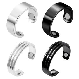 WKRTDY 4 starke Kupfer Magnetringe für Frauen und Männer - magnetische Arthritis-Magnettherapie-Kupferringe für Schmerzlinderung, Heilung und Therapie, Aus purem Kupfer und in Größe verstellbar