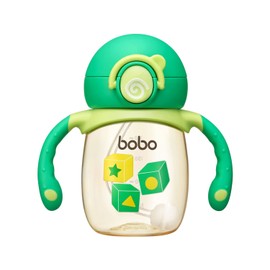 YOHKOH Baby Sippy Cup with Weighted Straw, PSU Learning Cup, No Spill, Sippy Cup for Toddlers 4-6 Months, Soft Spout Transition Sippy Cups with Handles (170ml, Green)