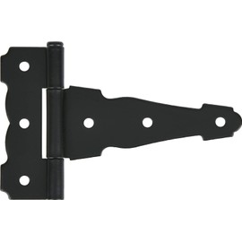Hardware Essentials 853357 Black Reversible Ornamental T-Hinges (4") - 2 Pack