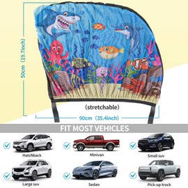 MOVINPE Car Window Shade for Baby, 2-Pack Breathable Mesh Rear Window Screens, Universal Stretchable Sun Shades, Heat and UV Block, Privacy Shield for Toddler Kids Babies (Undersea)