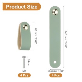 PATIKIL Leather Drawer Pulls, 4 Pcs Leather Handle Single Hole Cabinet Dresser Knobs with Screw for Bathroom Kitchen Dresser Cupboard Door, Blue