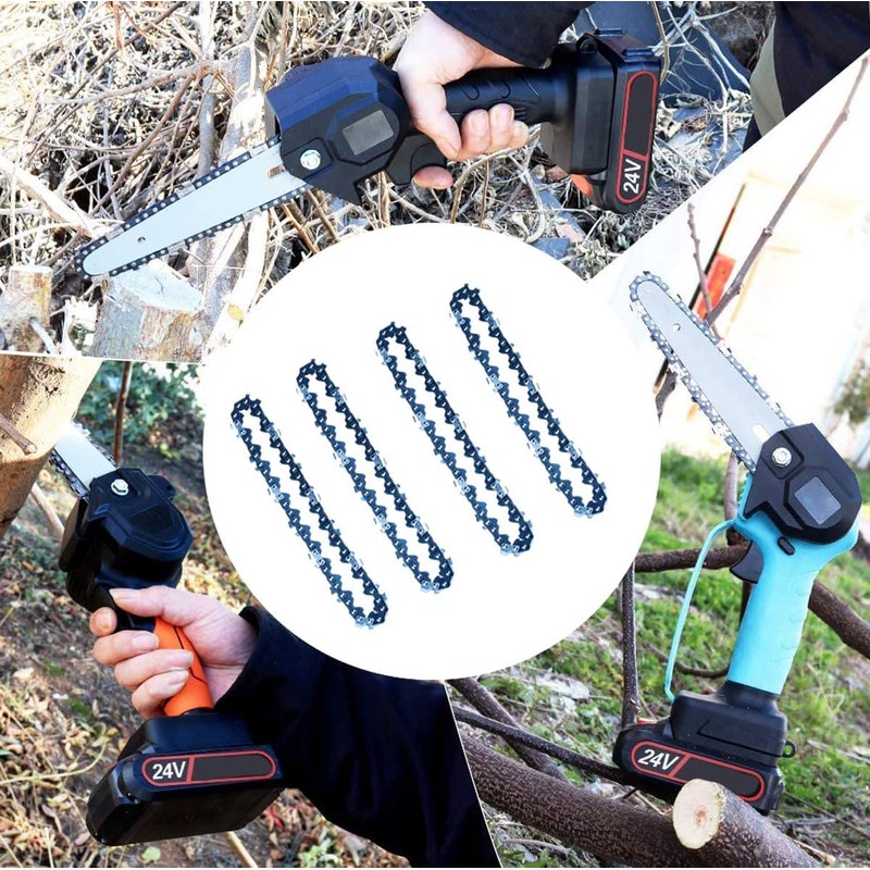 Pack of 4 Chainsaw Chains, Replacement Chains, 6 Inch Mini