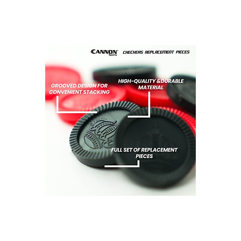 Cannon Sports Checkers Replacement Pieces - 24 Pack Checkers Pieces