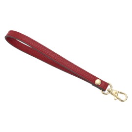 sourcing map Leather Wristlet Strap, 190mm/7.48" Hand Wrist Lanyard Leather Replacement Wrist Strap for Clutch Wallet Keychain Bag DIY (Rose Red, Gold)