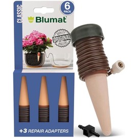Blumat Classic Plant Watering Stakes with Adapter - Self Watering Planter Insert for Pots - Automatic Plant Waterer & Plant Accessories (6 Pack)