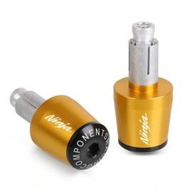R QIANKONG 7/8"22mm Motorcycle Handlebar Ends Caps,Aluminum Handle Bar Grips Plugs Caps Compatible with Ninja 400 650 1000SX ZX6R ZX9R ZX10R ZX12R ZX14R ER6F ER6N(golden)
