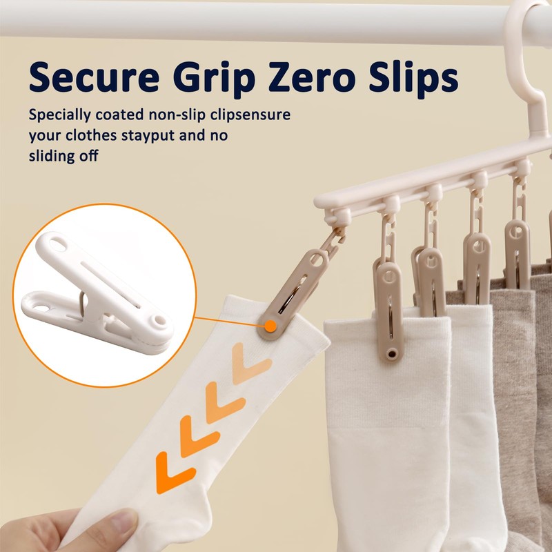 Clothes Hanger with 5 Clips and 5 Hooks Laundry Drying