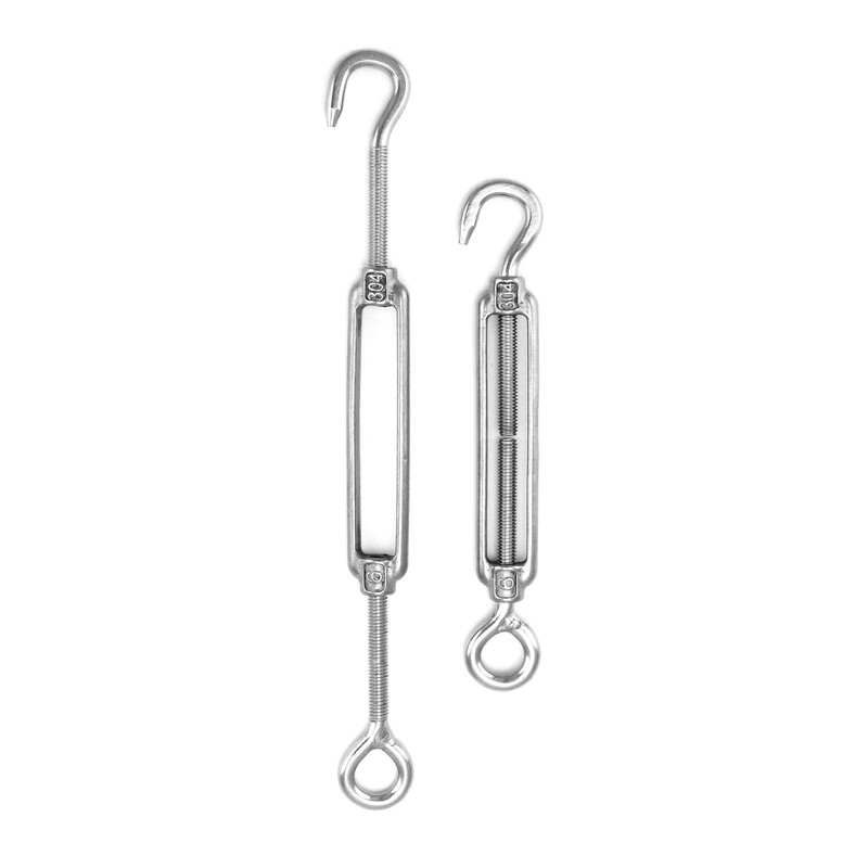 QWORK® Pack of 10 M6 Turnbuckles 304 Stainless Steel, Adjustable
