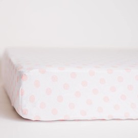 NODNAL CO. Fitted Crib Sheet - 100% Cotton for Baby Girl/Boy Nursery Bedding - Gender Neutral Patterns & Colors - Unisex for Standard Baby/Toddler Crib Mattress 28”x52”x9” (Pink Polka Dots)