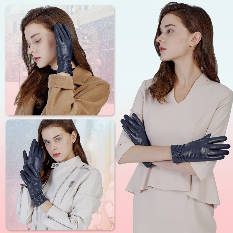 GSG SINCE 1998 Genuine Lambskin Leather Gloves for Women Warm