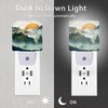 Oeaskly Mountain Night Light,Green Mountains Golden Sunset Plug in Night