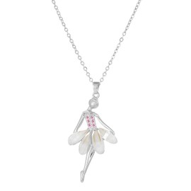 DEYOUM Ballerina Ballet Necklace for Women Teens Girls Dainty Crystal Rhinestone Dancing Ballet Pendant Charm Necklace Dance Recital Gifts for Dancer Daughter Granddaughter Niece for Birthday, Zinc,