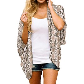 FINOCEANS Women's Kimono Cardigans V Neck Half Sleeve Cover Up Snake X-Large