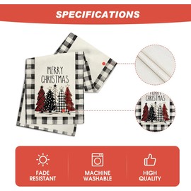 "Artoid Mode 13x72 Inch Christmas Table Runner – Watercolor Buffalo Plaid Trees for Indoor & Outdoor Decor"