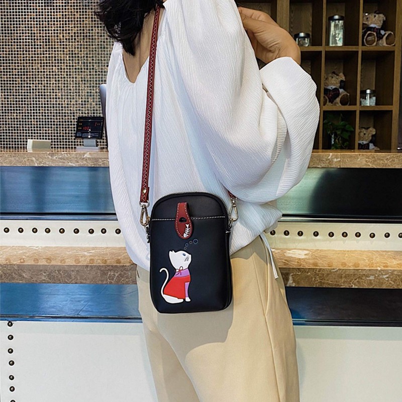 Bolso bandolera pequeño para teléfono móvil de piel sintética con