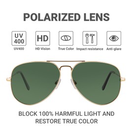 EYESPEX Classic Retro Aviator Polarized Sunglasses for Men Women Metal UV Protection 70s Vintage Sun Glasses Eyewear