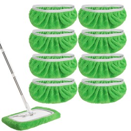 Microfiber Reusable Mop Refill Pads, 8 Pack Reusable Microfiber Mop Pads 10-12 inch, Reusable Mop Refill Pads Compatible with Many Mops for Dry Wet Use (8)
