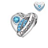 Qings Birthstone Heart Charms Beads Silver 925 Birthstone Charm Pendant