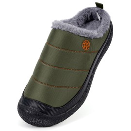 Men's Slip On Slippers Women Warm Fuzzy Slippers Plush Lining House Home Shoes Indoor Outdoor Rubber Sole