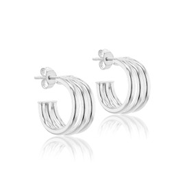 Tuscany Silver Women's Sterling Silver Triple Half Hoop Earrings