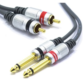 RCA to 6.3 mm Jack Cable 1 m VITALCO 2 x Male RCA Male to 2 x Large Jack Mono Audio Adapter