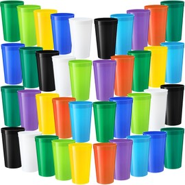 Honeydak 40 Pack Plastic Stadium Cups Bulk Large Stadium Cups Reusable Plastic Stadium Tumbler Colorful Blank for Birthday Party Events Clubs Camping 10 Colors (32 oz)