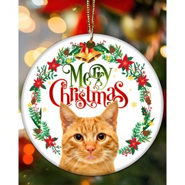 Orange Cat Ornament for Christmas Tree - Orange Cat Gifts for Women Xmas Keepsake Decor Clearance