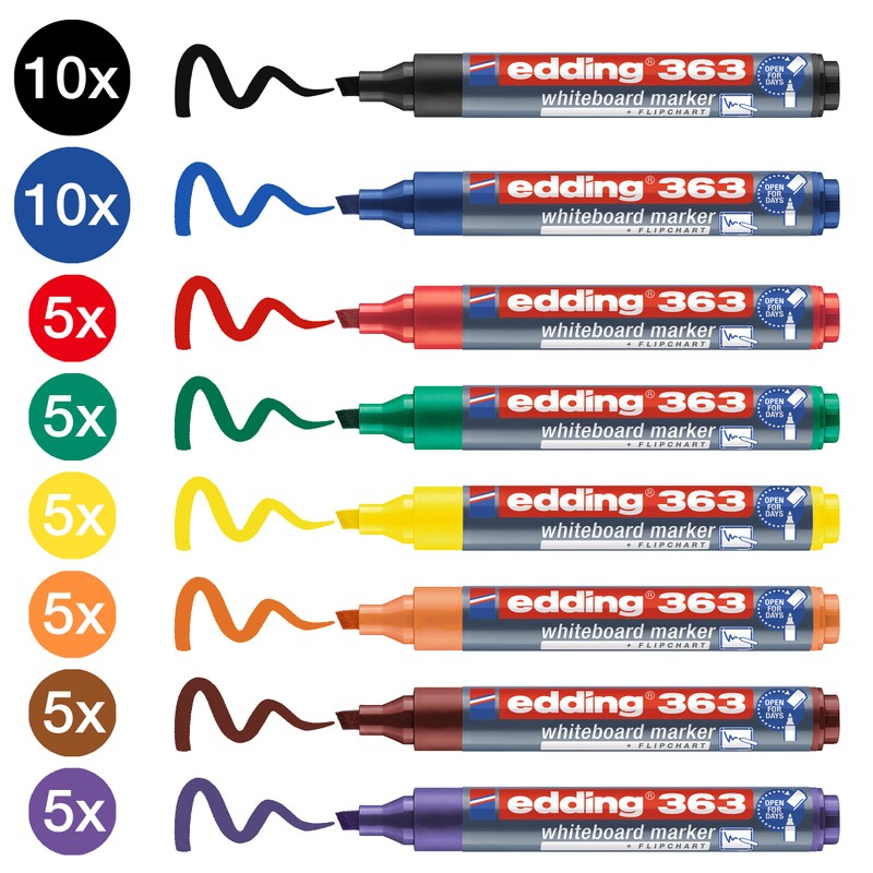edding 363 whiteboard marker set - multi-coloured - 50 whiteboard