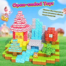 200PCS Magnetic Blocks-Build Mine Magnet World Forest Candy Set Magnetic Tiles Cubes Toddler Kids Games Toys, Building Blocks Learning Outdoor Toys for 3 4 5 6 7 8 Years Old Boys & Girls