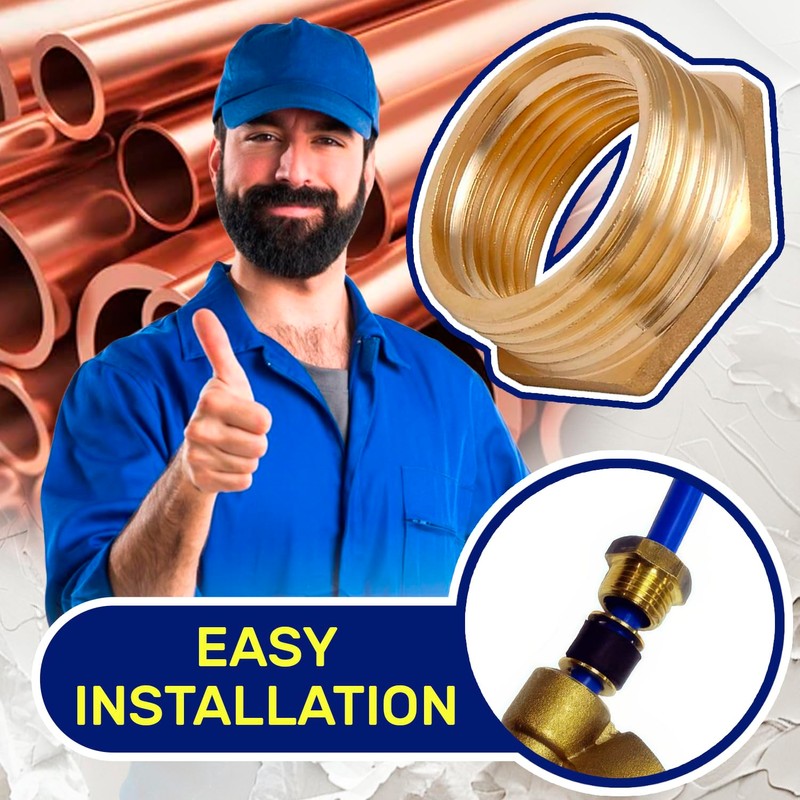 Brass Reducer Pipe Connector with External and Internal Thread 1