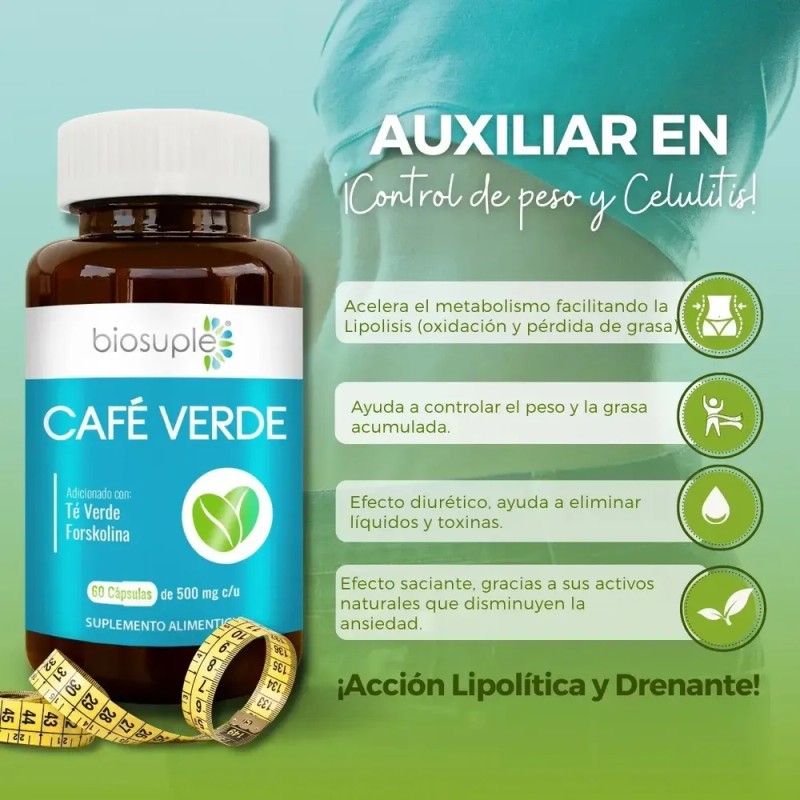 Te Verde Puro + Matcha Biosuple Control Peso 60 Caps