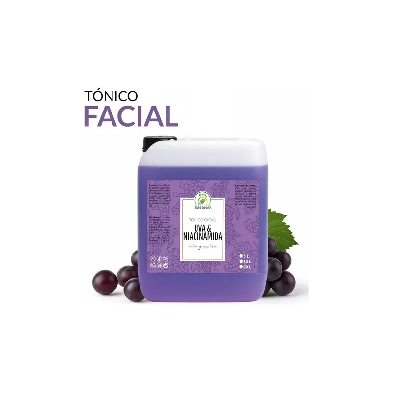 Tónico Facial Uva Niacinamida 10L Piel Sensible Rostro Día/Noche