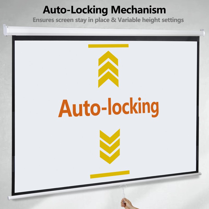 Segawe 100" Projector Screen Pull Down Manual 16:10 HD Wall