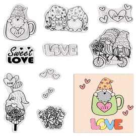 Sellos transparentes para el día de San Valentín para hacer tarjetas, San Valentín, bicicleta, palabras de amor, sellos de goma transparente, gnomo, enano, para bricolaje, fotos, álbumes de recortes, tarjetas, suministros de manualidades