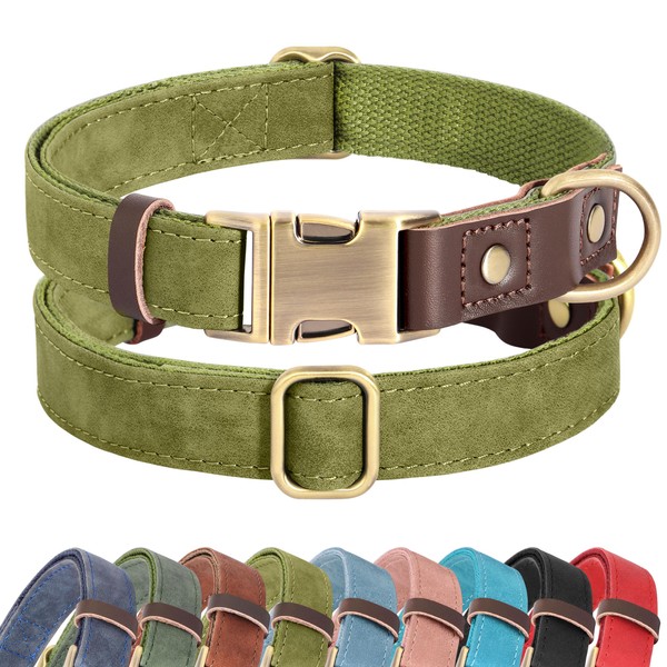 Didog Soft PU Leather Dog Collar for Large Dogs,Classic Adjustable