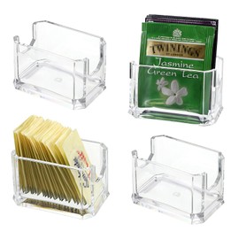 IGNPION Set of 4 Clear Sugar Packet Holder, Acrylic Tea Bag Tabletop Organizer Caddy, Sweetener & Condiments Packet Bowl Small Storage Basket Container for Cafe, Restaurant, Bar, Hotel(8 * 5 * 5cm)