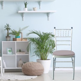 WedDecor Spandex Seat Chair Pad Cover for Chiavari, Wedding Restaurant Bar Stool Banquet ESS Cover, Stretchy and Elastic Cover, Silver, 15.5 Inches